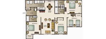 a floor plan of a house with bedrooms and a living room