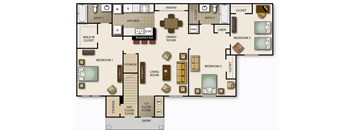 a floor plan of a house with bedrooms and a living room