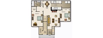 a floor plan of a house with bedrooms and a living room