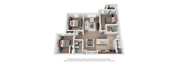 a floor plan of a 3 bedroom apartment