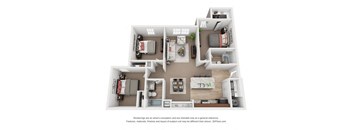 a floor plan of a 3 bedroom apartment