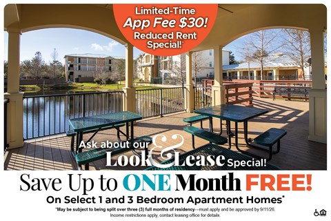A promotional image for a limited-time app fee of $30 and a reduced rent special.