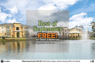 rest of September free on select 3 bedroom apartments