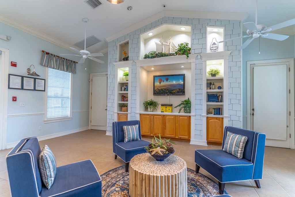 clubhouse area with couches and tv