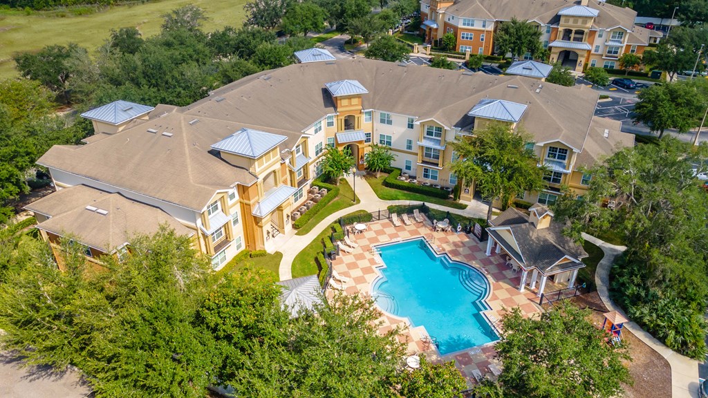 a aerial view of the pool at the resort at governors crossing