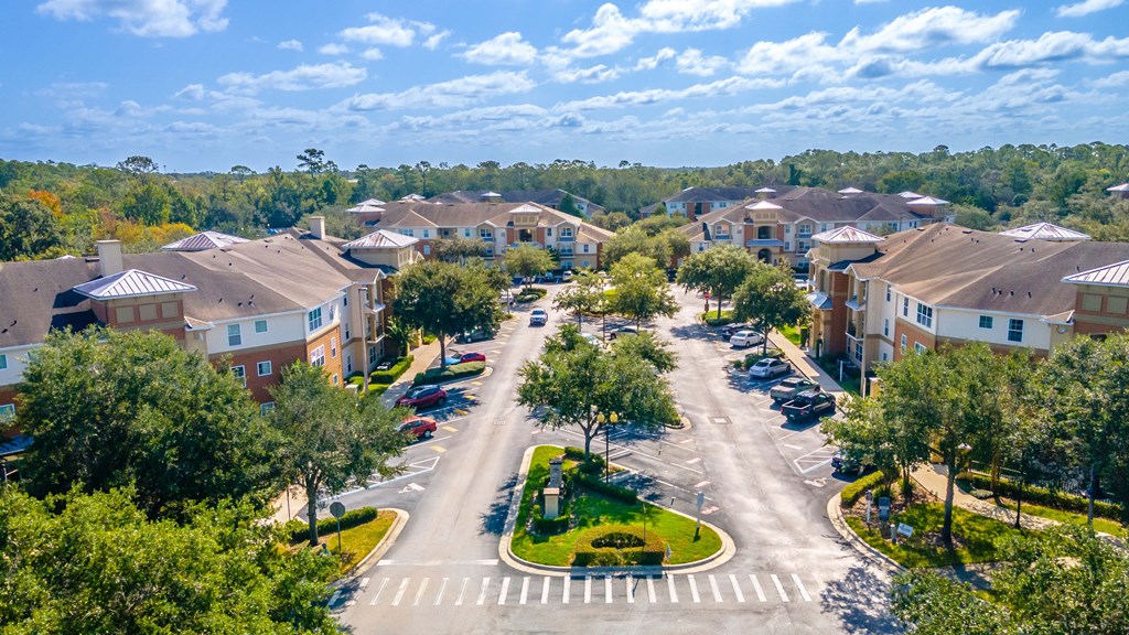 an aerial view of a neighborhood with houses and trees