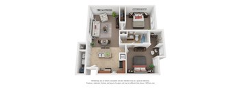Carriage - Two Bedroom One Bath Floor Plan