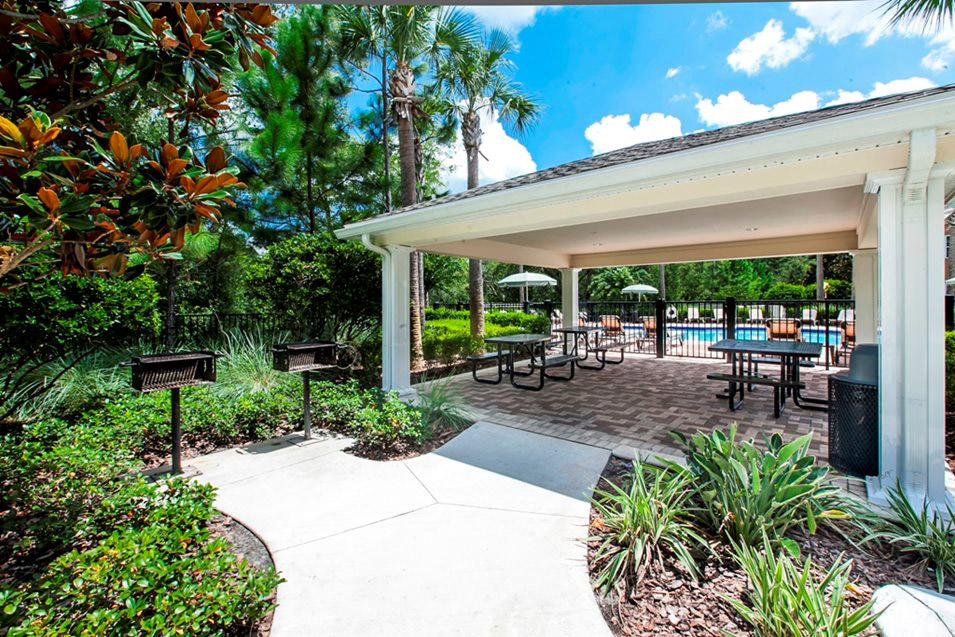 Courtyard with covered picnic area