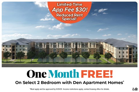 An advertisement for a free one month app for apartment homes.