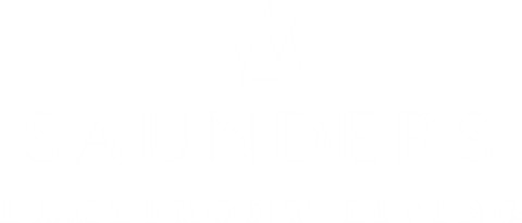 A logo with a sailboat and the words "SAUNDERS LAKEFRONT LIVING".