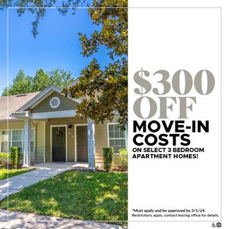 $300 OFF Move-In Costs on Select 3 Bedroom Apartment Homes