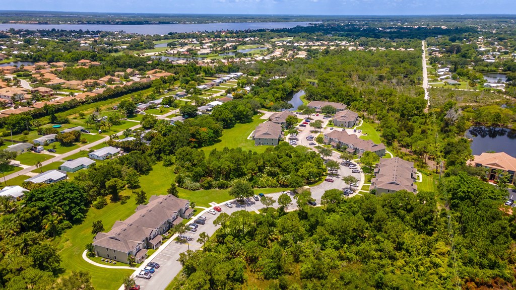 an aerial view of a neighborhood with houses and trees