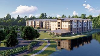 an artist's rendering of the planned apartment complex on the north shore of the fox river in