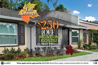 250 OFF Move-In Costs on Select 3 Bedroom Apartment Homes