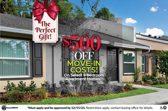 $500 OFF Move In Costs on Select 3 Bedroom Apartment Homes