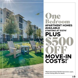 One Bedroom Apartment Homes Available Starting at $1,374! Plus, $500 OFF Move-In Costs!