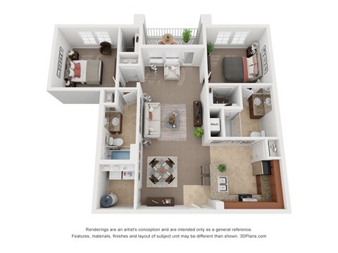 Two Bedroom Two Bath Floor Plan