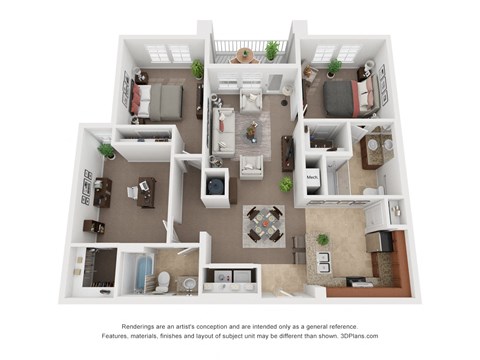 Two Bedroom w/Den Two Bath Floor Plan