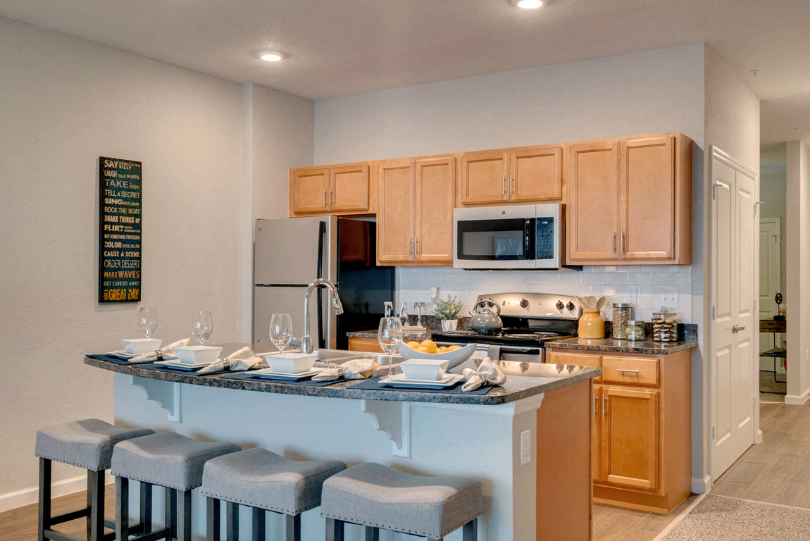 Lake view single suite kitchen