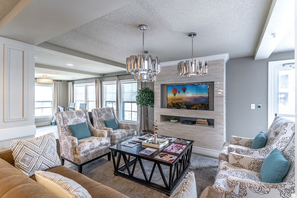 clubhouse area with couches and tv