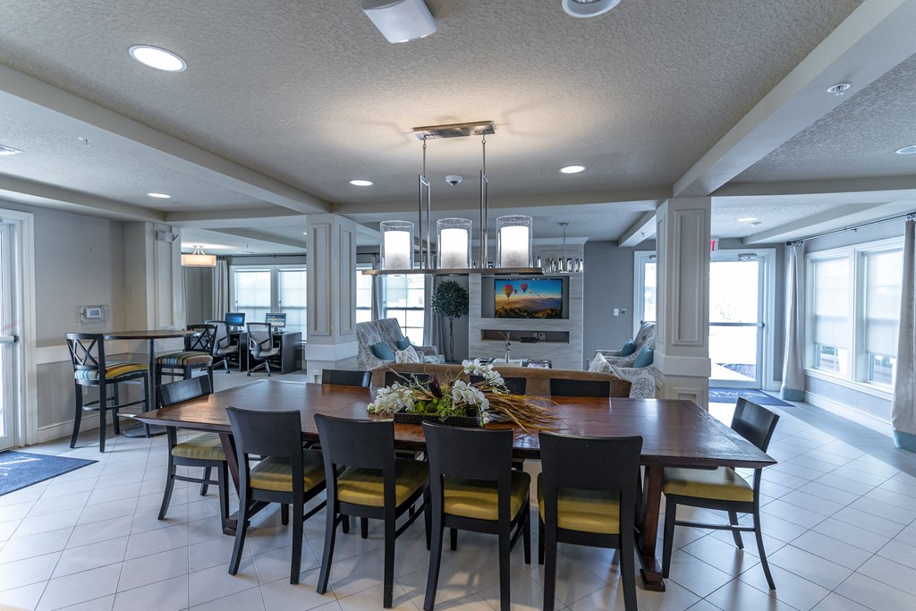 clubhouse with tables and tv