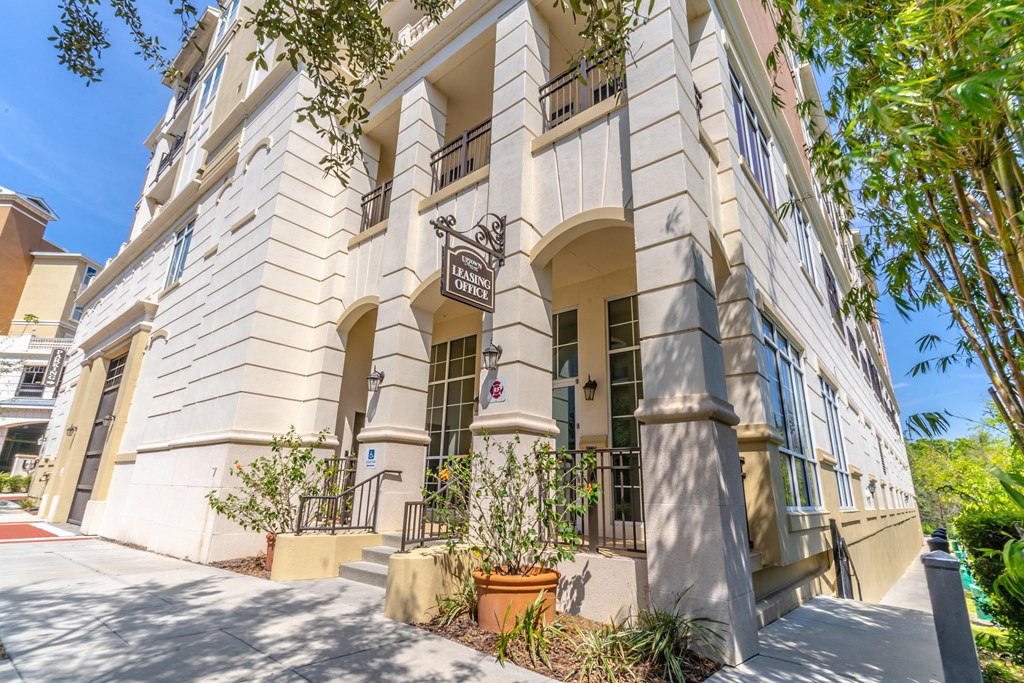 a building with a sign on the front of it