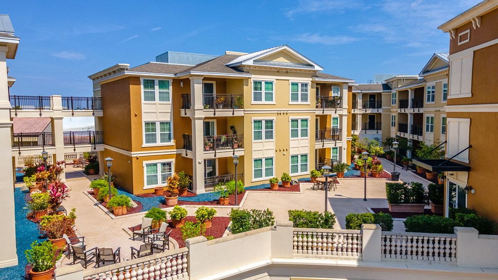 an aerial view of an apartment complex