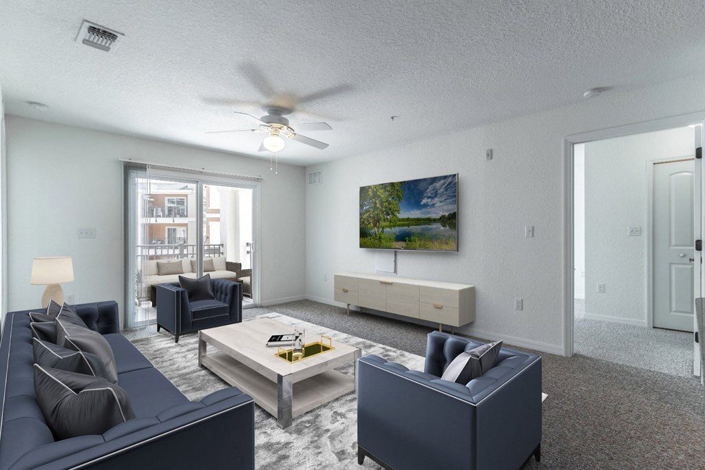 a living room with couches and a coffee table