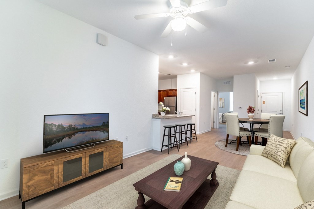 a living room with a couch and a coffee table