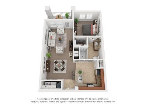 One Bedroom One Bath Floor Plan