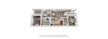 Two Bedroom Two Bath Villa Floor Plan