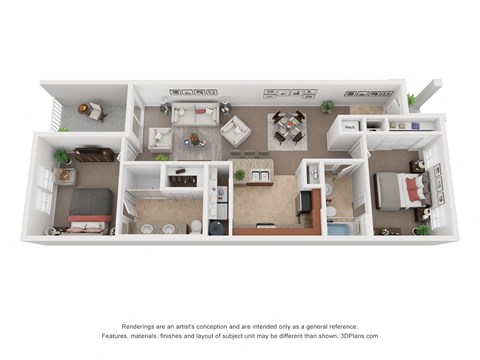 Two Bedroom Two Bath Villa Floor Plan