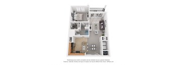 a stylized floor plan of a 1 bedroom apartment