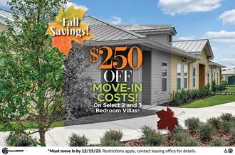 250 off move in costs on select 2 and 3 bedroom villas