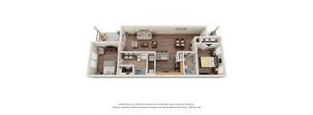Floor Plan - Villa 2 Bed 2 Bath