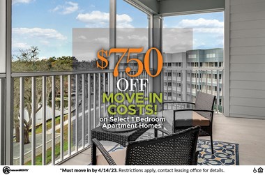 a $50 off move in cost on select 1 bedroom apartment homes