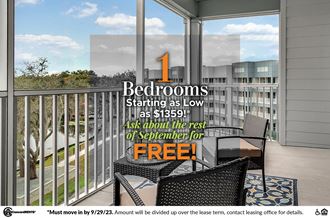 one bedrooms starting as low as 1359 ask about the rest of September for free