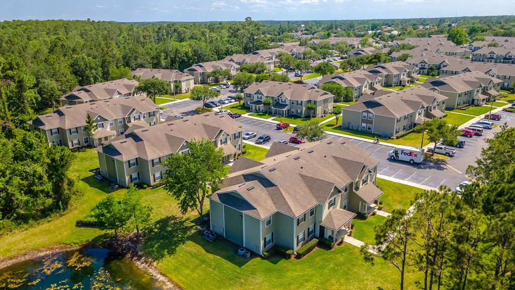 aerial view of apartment complex