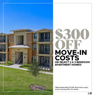 $300 OFF Move-In Costs on Select 2 and 3 Bedroom Apartment Homes