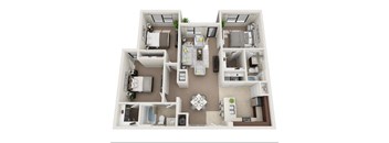 A top-down view of a house layout with a central courtyard.