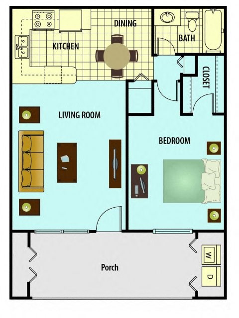 One Bedroom One Bath Floor Plan