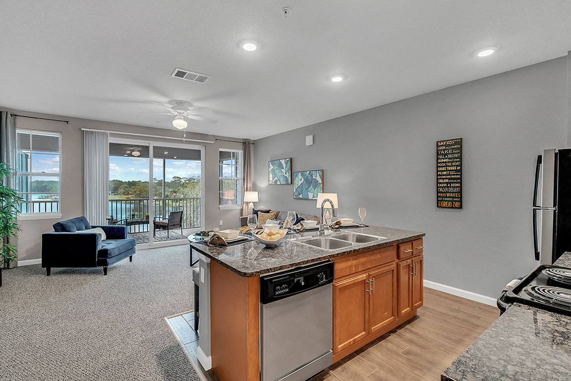 Lake view single suite kitchen