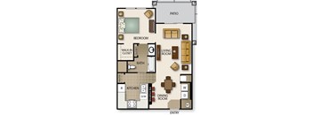 a floor plan of a two bedroom apartment with a bathroom and a living room