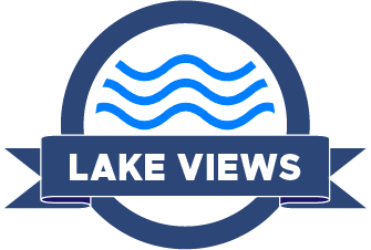 the lake views logo with water waves