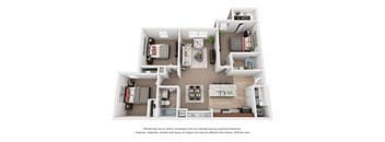 a 3 bedroom floor plan is shown in this illustration
