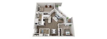 2 Bed F Floorplan at Viva Lakeshore, Bridgewater, 02324
