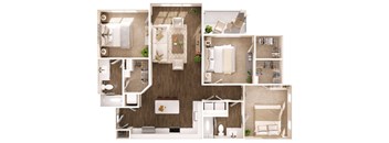 C1 Floorplan at Giddy Hall Apartments, Charlotte, North Carolina