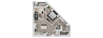 3D Floorplan of Unit A4Alt