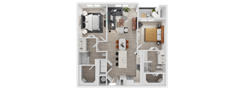 3D Floorplan of Unit B1Alt