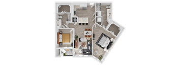 3D Floorplan of Unit B3